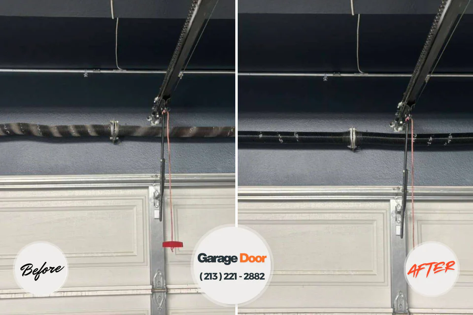 Before and after: garage door repair Hamlin, TX